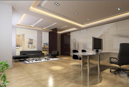 铝扣板办公室效果图-高级写字楼效果图这个样